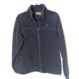 Timberland Weathergear Black Fleece Jacket – Classic Outdoor Zip-Up Layer Size M